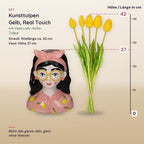 Kunsttulpen Gelb (Tulipa), Real Touch, mit Vase Lady »Kylie« – Maße aller Teile