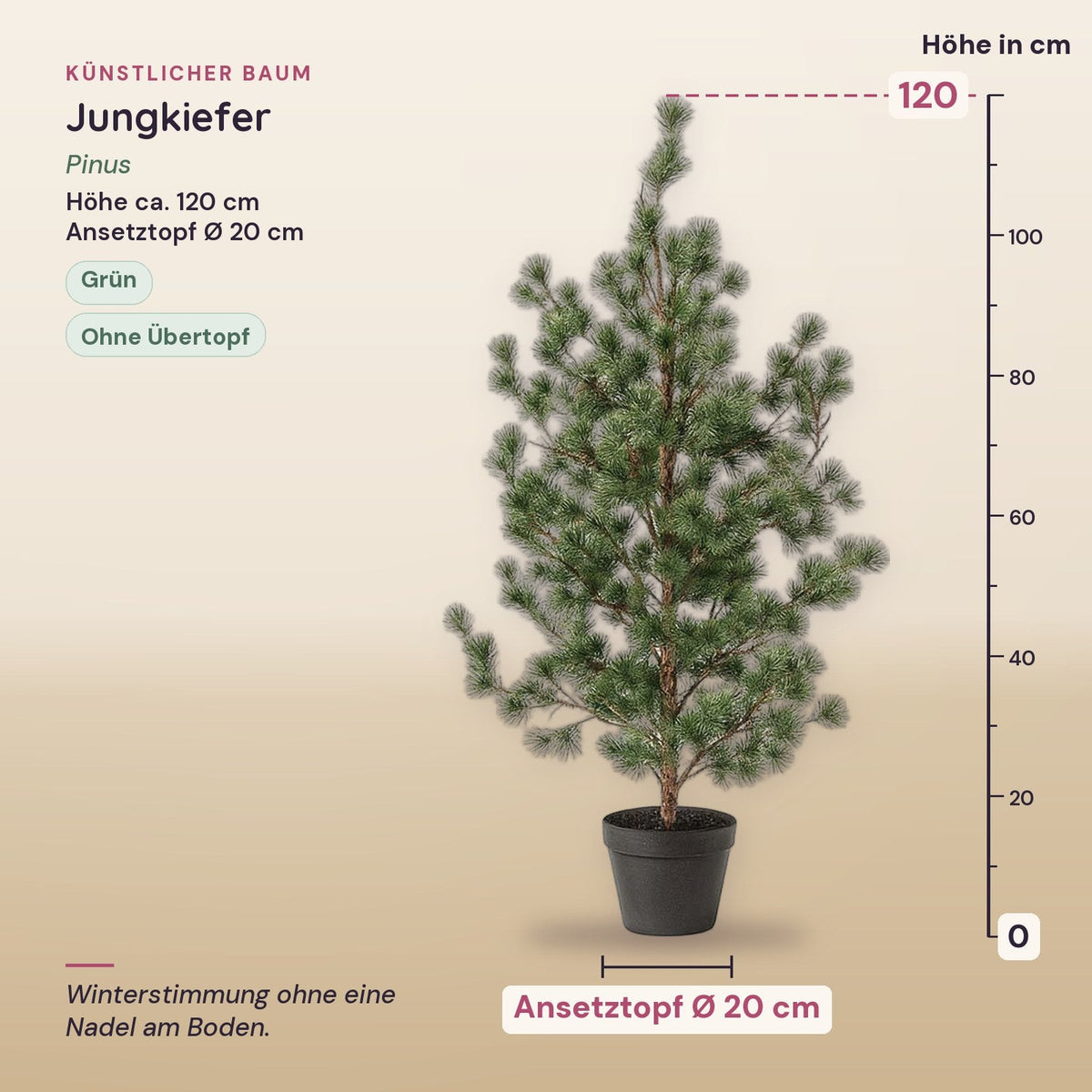 Künstliche Jungkiefer (Pinus) – Maße, ca. 120 cm