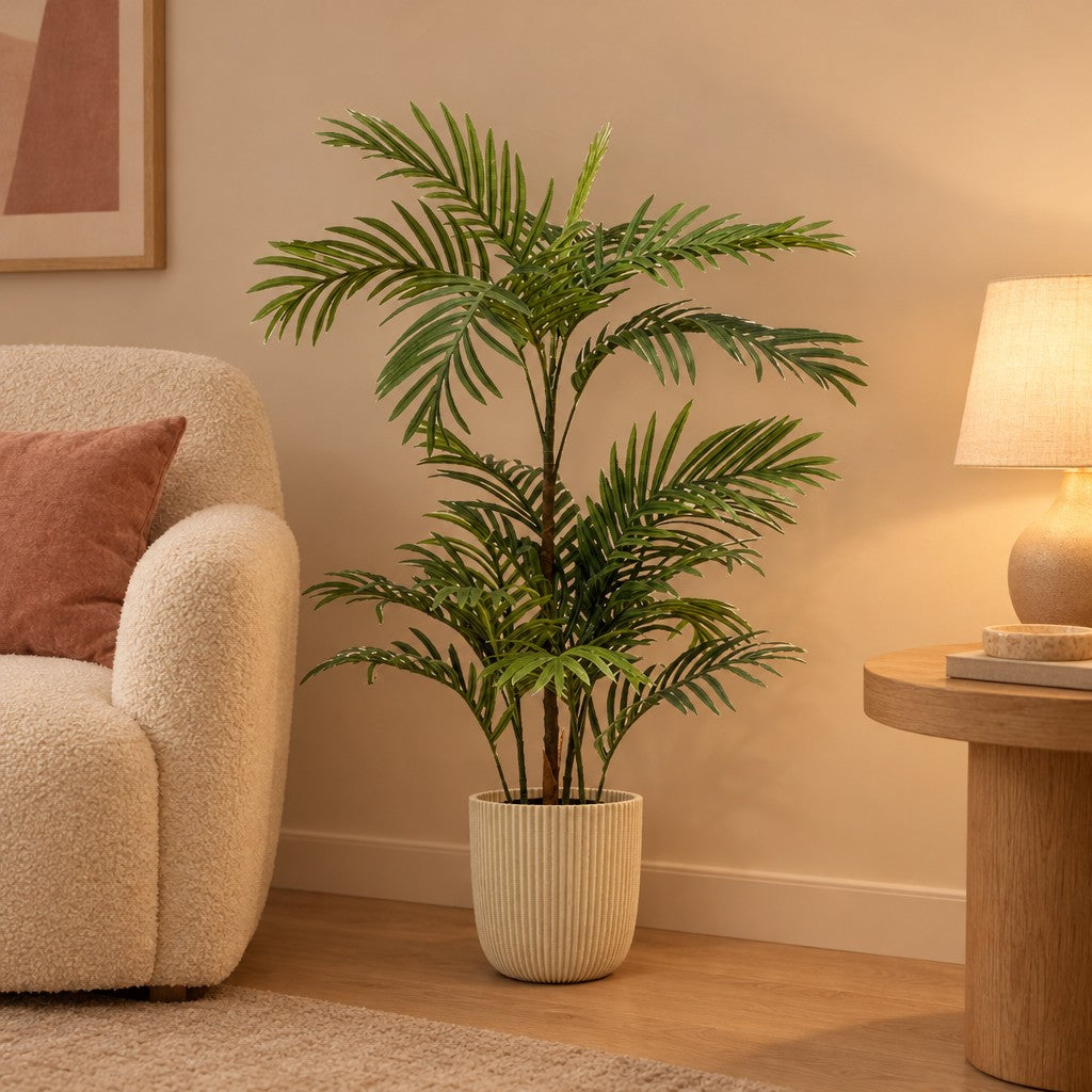 Künstliche Phoenix-Palme – Raumbild, ca. 90 cm, im Übertopf Capi Nature Groove, Beige, Übertopf nicht enthalten