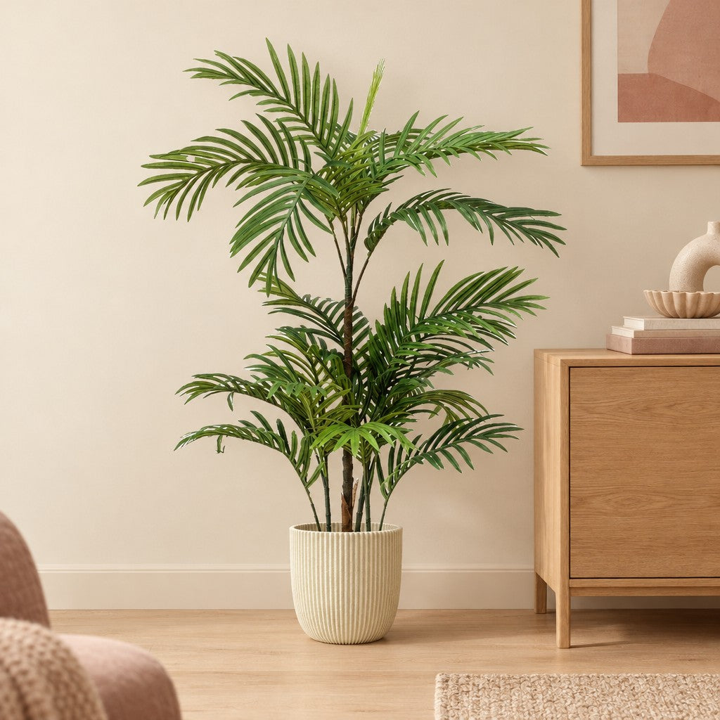 Künstliche Phoenix-Palme – Raumbild, ca. 90 cm, im Übertopf Capi Nature Groove, Beige, Übertopf nicht enthalten
