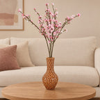 Künstliche Kirschblütenzweige Rosa (Prunus), 4 Stiele, Zweiglänge ca. 95 cm – so könnte es aussehen: in Vase »Boa« aus Keramik, Größe M, Höhe ca. 39 cm, Braun (separat erhältlich), Vase nicht enthalten