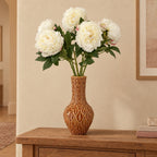 Künstliche Pfingstrosen Creme (Paeonia) mit Vase Boa Braun – Raumbild