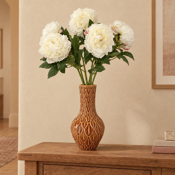 Künstliche Pfingstrosen Creme (Paeonia), 5 Stiele, Stiellänge ca. 65 cm
