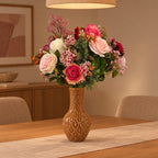 Vase »Boa« aus Keramik, Größe M, Höhe ca. 39 cm, Braun – so könnte es aussehen: mit Kunstrosen-Strauß »Flame Roses« (Rosa), Höhe ca. 60 cm (separat erhältlich)