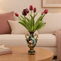 Kunsttulpen Dunkelrot (Tulipa), Real Touch, mit Vase in Vogelform – Raumbild