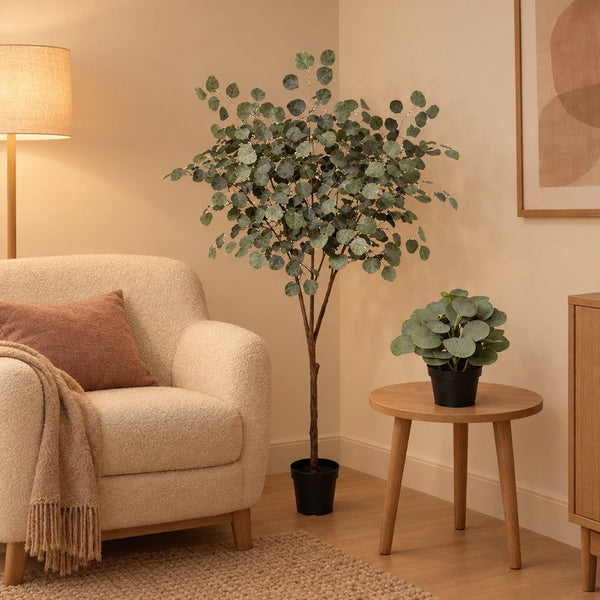 Künstliches Eukalyptus-Duo (Eucalyptus), Höhe 21 und 150 cm