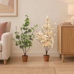 Künstliches Eukalyptus-Duo Grün und Weiß (Eucalyptus) – Raumbild, alle Teile zusammen