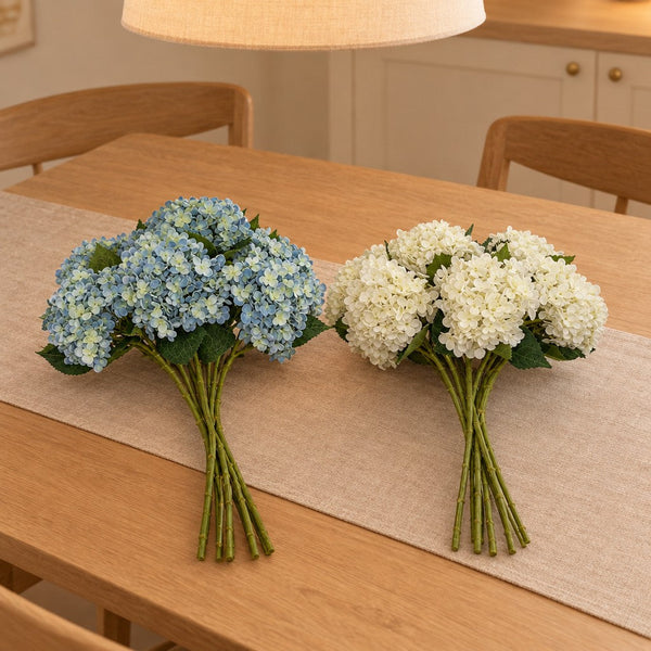 Künstliches Hortensien-Duo Blau und Weiß (Hydrangea)