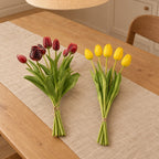 Kunsttulpen-Duo Dunkelrot und Gelb (Tulipa), Real Touch – Raumbild, alle Teile zusammen