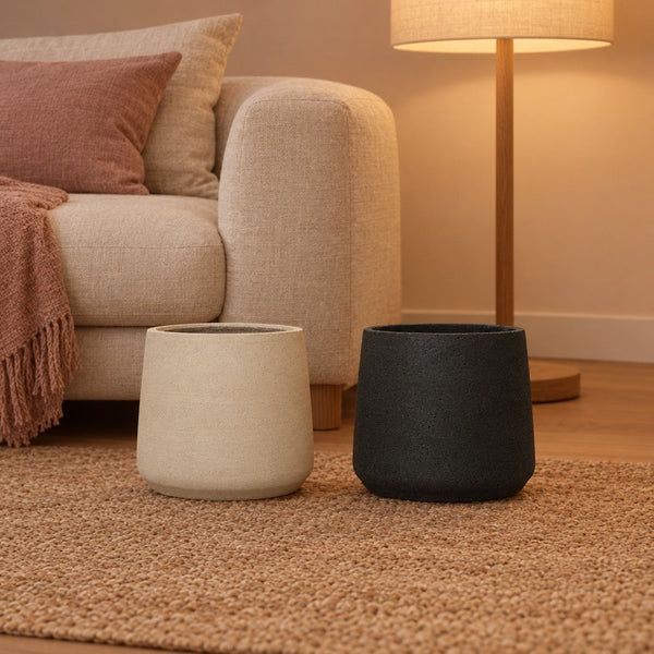 Übertopf-Duo Jumbo Patt Beige und Schwarz verwaschen, Ø 23 cm
