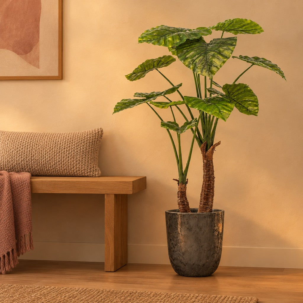 Künstliches Elefantenohr (Alocasia) – Raumbild, ca. 110 cm, Übertopf nicht enthalten