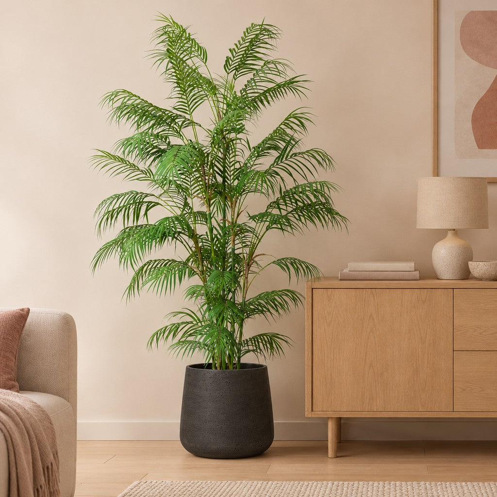 Künstliche Bergpalme (Chamaedorea) – Raumbild, ca. 180 cm, Übertopf nicht enthalten