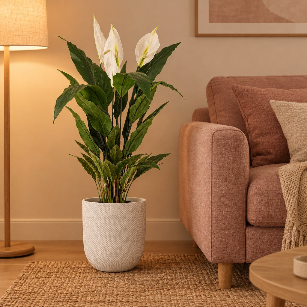 Künstliches Einblatt (Spathiphyllum), ca. 90 cm – Raumbild, Übertopf nicht enthalten
