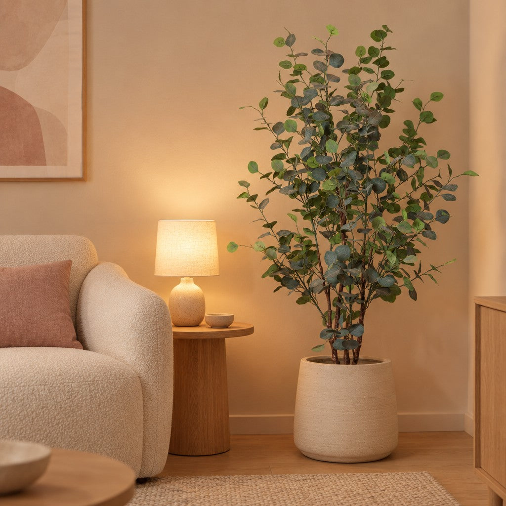 Künstlicher Eukalyptusbaum (Eucalyptus) – Raumbild, ca. 180 cm, Übertopf nicht enthalten