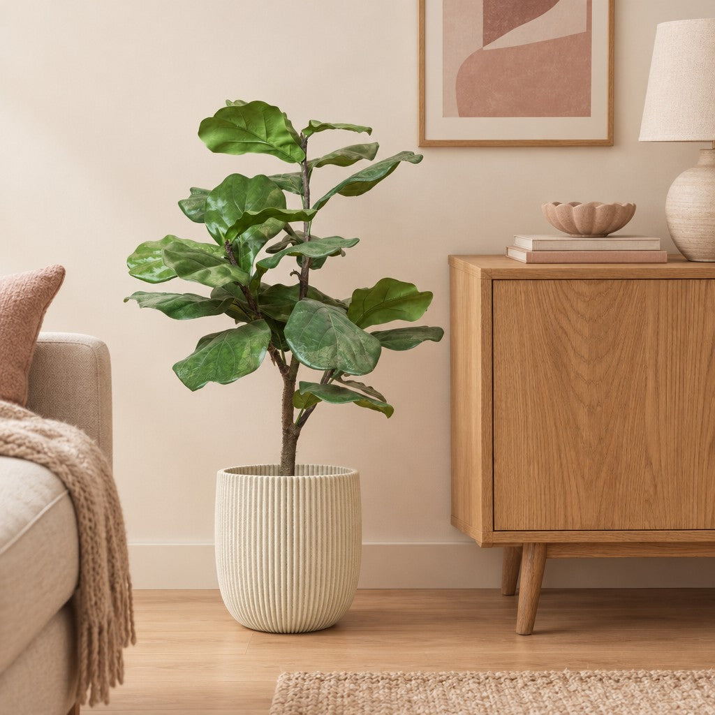Künstliche Geigenfeige (Ficus lyrata) – Raumbild, ca. 90 cm, Übertopf nicht enthalten