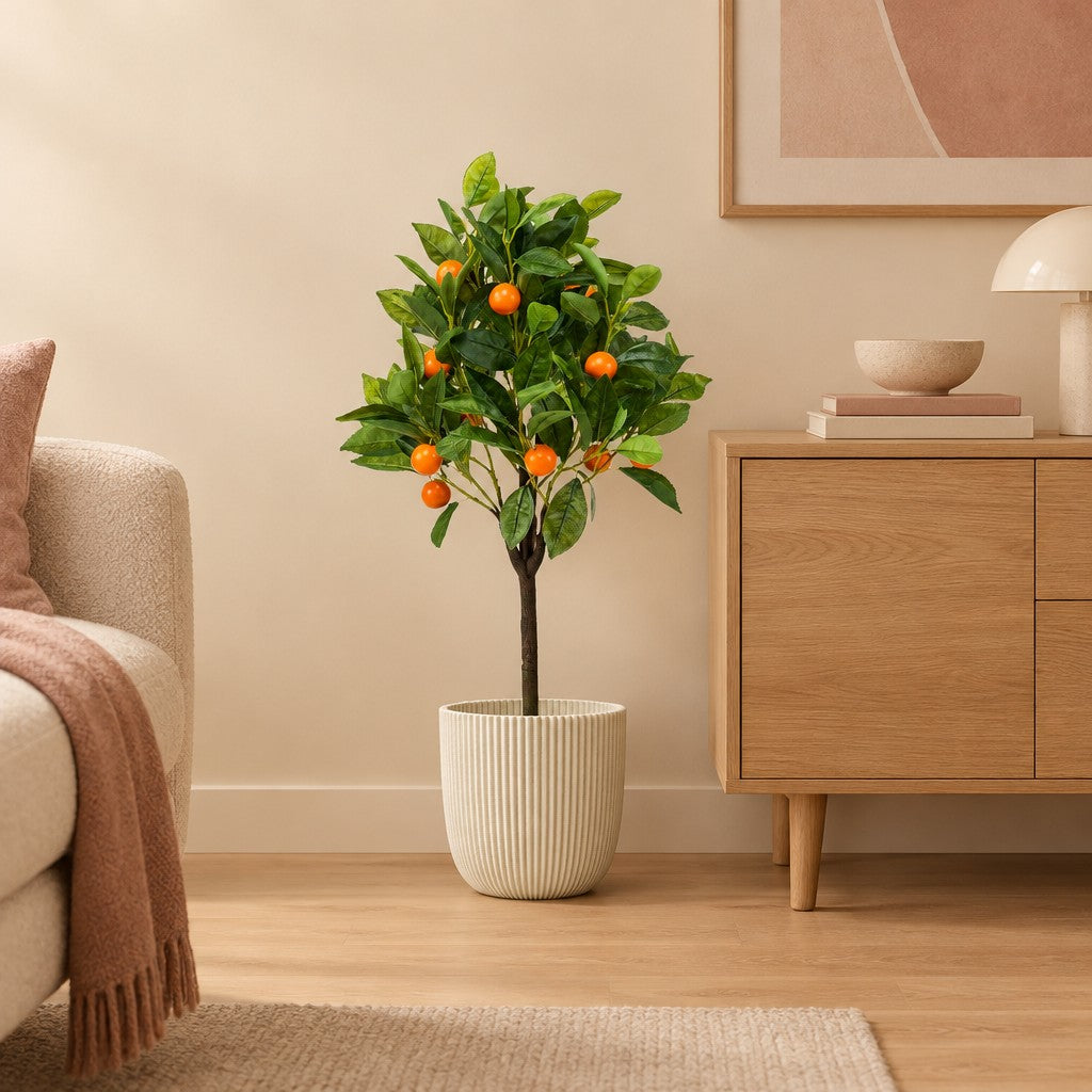 Künstlicher Orangenbaum mit Früchten (Citrus sinensis), ca. 75 cm – Raumbild, Übertopf nicht enthalten
