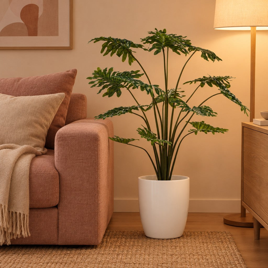 Künstlicher Philodendron (Philodendron selloum) – Raumbild, ca. 105 cm, Übertopf nicht enthalten