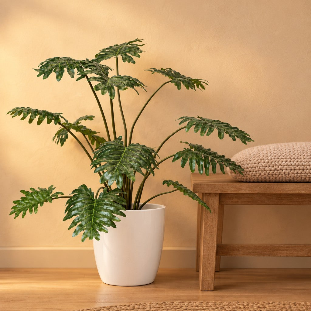 Künstlicher Philodendron (Philodendron selloum) – Raumbild, ca. 80 cm, Übertopf nicht enthalten