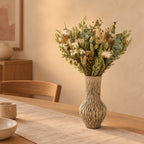 Vase »Boa«, Größe M, Höhe ca. 39 cm, Grün – so könnte es aussehen: mit Trockenblumen-Strauß »Classic« Natur, Höhe ca. 60 cm (separat erhältlich)