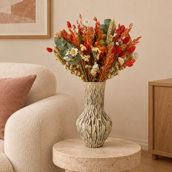 Trockenblumen-Strauß »Classic« Orange, Höhe ca. 60 cm