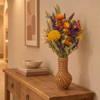 Trockenblumen-Strauß »Field Large« Orange, ca. 60 cm – Raumbild, Vase nicht enthalten