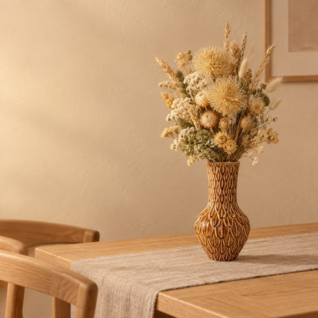 Trockenblumen-Strauß »Letterbox« Natur, ca. 35 cm – Raumbild, Vase nicht enthalten