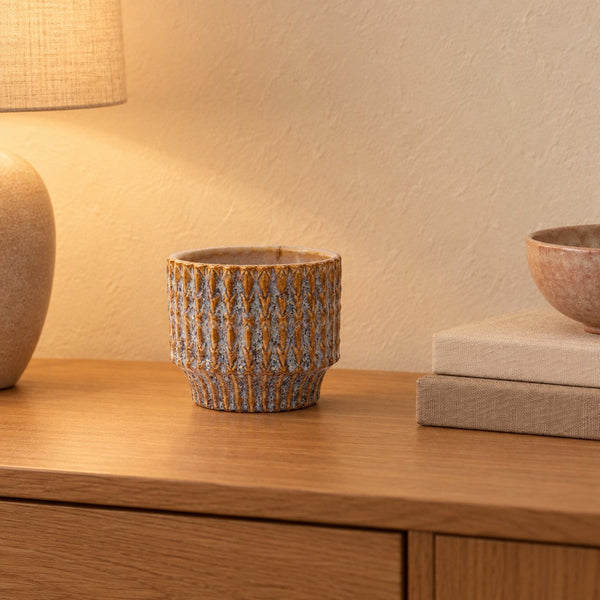 Übertopf Echo Rustic, Ø 10,8 cm, Blau/Braun