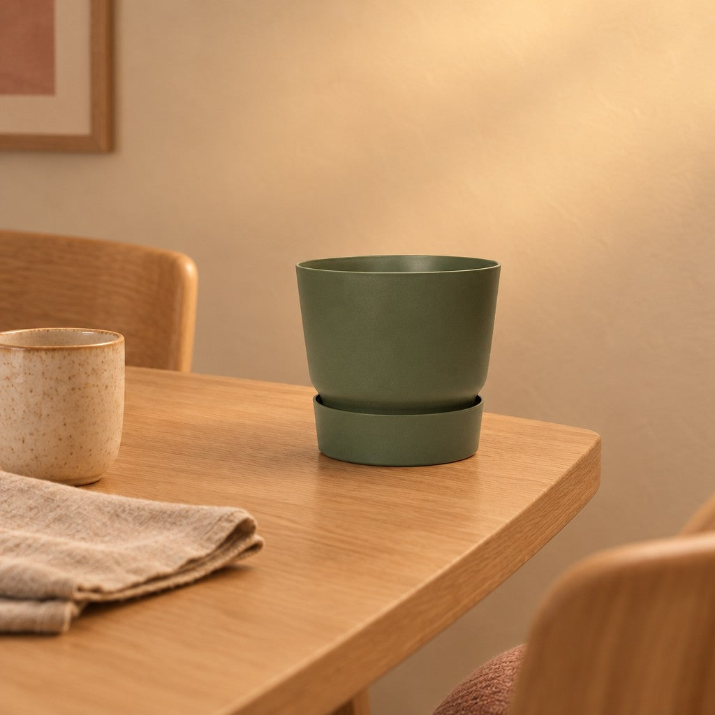 Übertopf elho Greenville Round, Ø 18 cm, Grün – Raumbild