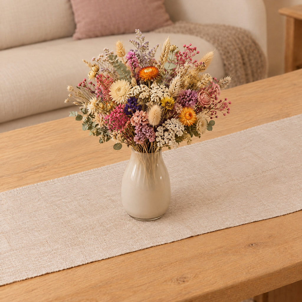 Trockenblumen-Trio »Letterbox« Natur, Mix und Rosa – so könnte es aussehen: alle drei Sträuße als ein gemischter Strauß in einer Vase (Vase nicht enthalten)
