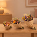 Trockenblumen-Strauß »Field« Bunt, Set aus 3 Sträußen, Höhe ca. 35 / 50 / 60 cm – Raumbild, alle Teile des Sets zusammen