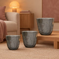 Übertopf Palermo Marble Grau, Set aus 3 Übertöpfen, Ø 27 / 30 / 35 cm – Raumbild, alle Teile des Sets zusammen