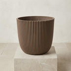 Übertopf Capi Nature Groove, Ø 22 cm, Warm Taupe – Detailansicht
