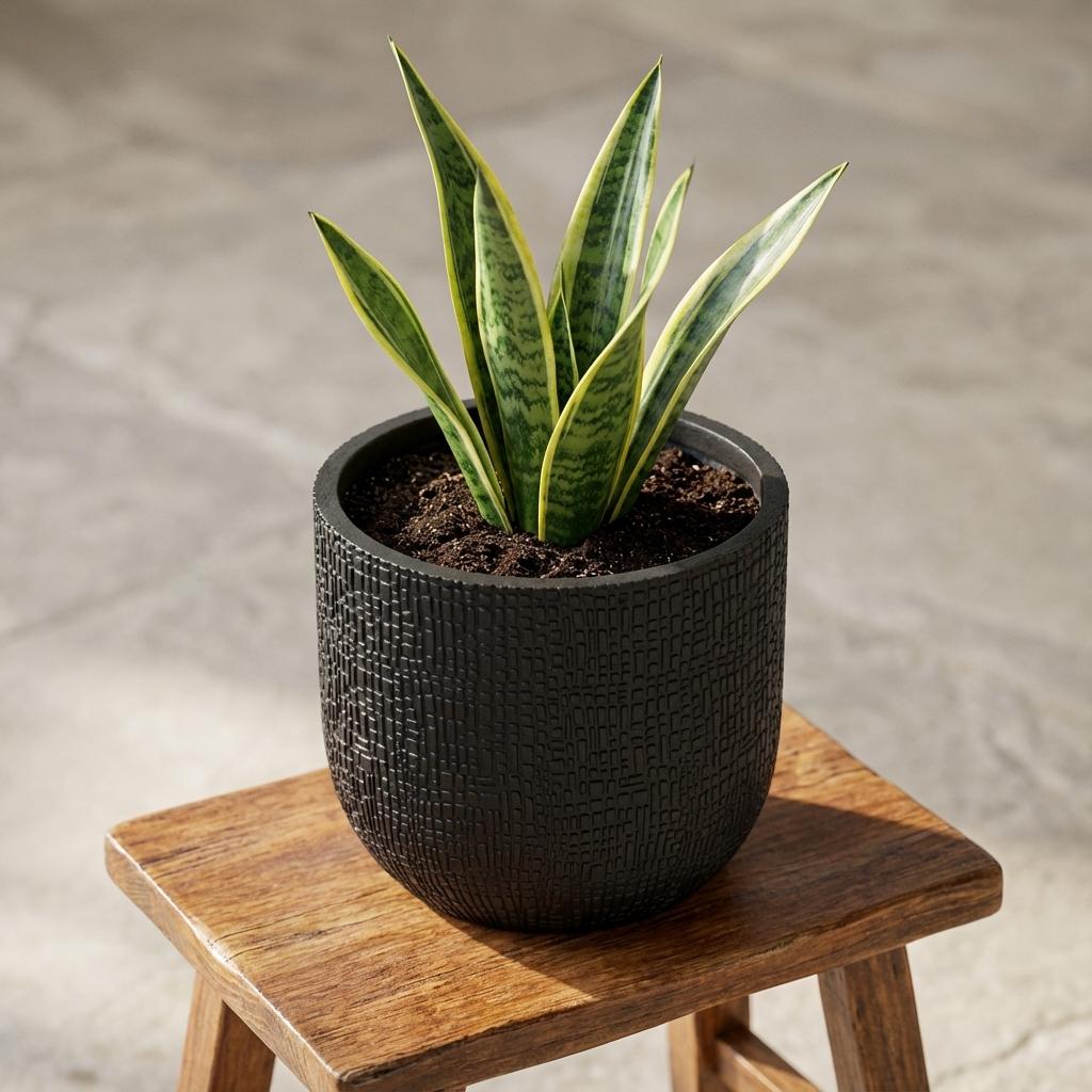 Übertopf Capi Nature Skin Bol, Anthrazit – Ansicht 4, Ø 17 cm