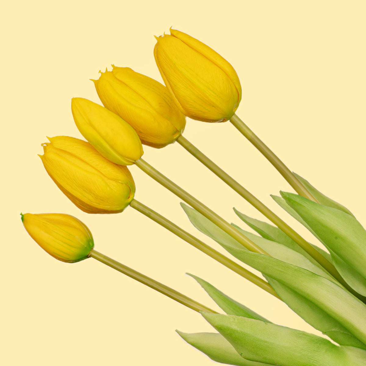 Kunsttulpen-Strauß Gelb, Real Touch, 5 Stiele, ca. 42 cm – Ansicht 4