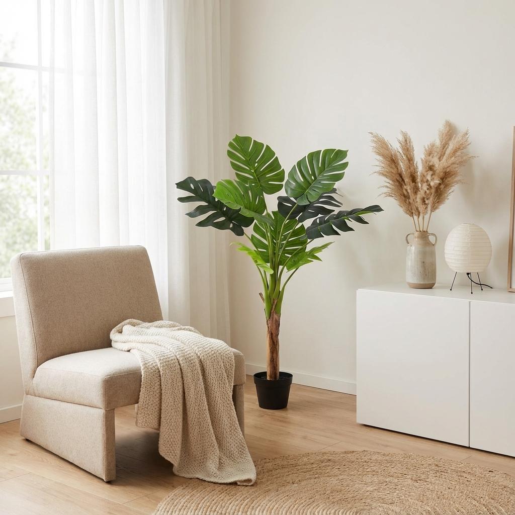 Künstliche Monstera Deliciosa, ca. 120 cm – Detailansicht
