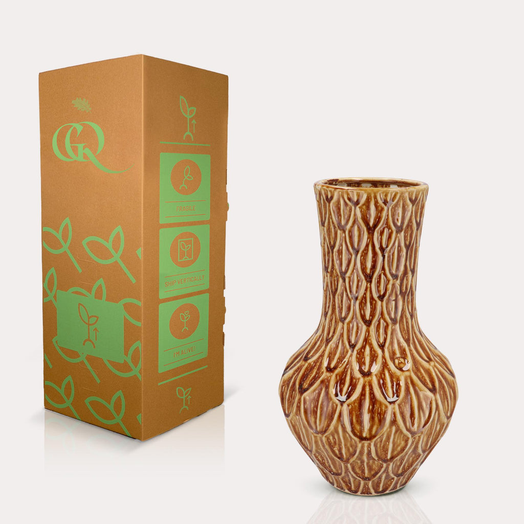 Vase »Boa« aus Keramik, Größe M, ca. 39 cm, Braun – Detailansicht