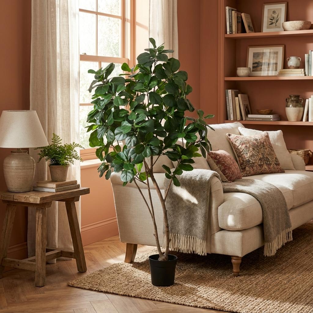 Künstliches Geigenfeigen-Duo groß und klein (Ficus lyrata)
