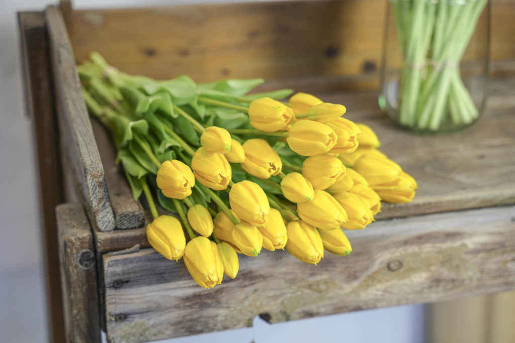 Kunsttulpen-Strauß Gelb, Real Touch, 10 Stiele, ca. 42 cm – Detailansicht
