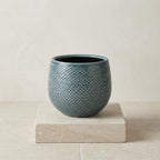 Übertopf Gabriel rund Blau, Ø 14 cm – Detailansicht