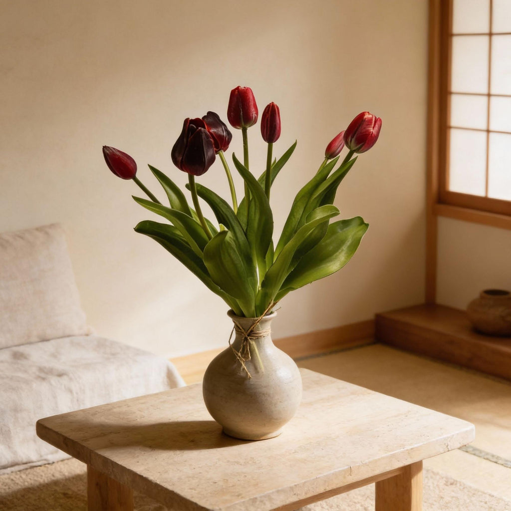 Kunsttulpen-Strauß Dunkelrot, Real Touch, 7 Stiele, ca. 42 cm – Ansicht 4